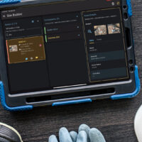 LubePM site builder dark mode tablet